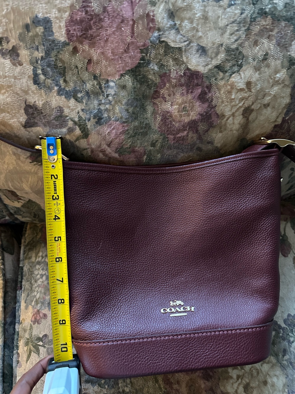 Coach, “JUDE” duffle bag gold hardware/dark wine color - Picture 8 of 8